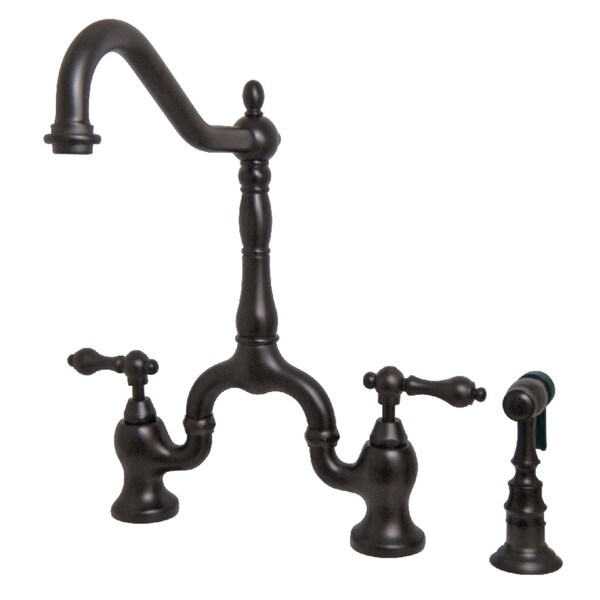 KS7755ALBS English Country Kitchen Bridge Faucet W/Brass Sprayer, Brnz